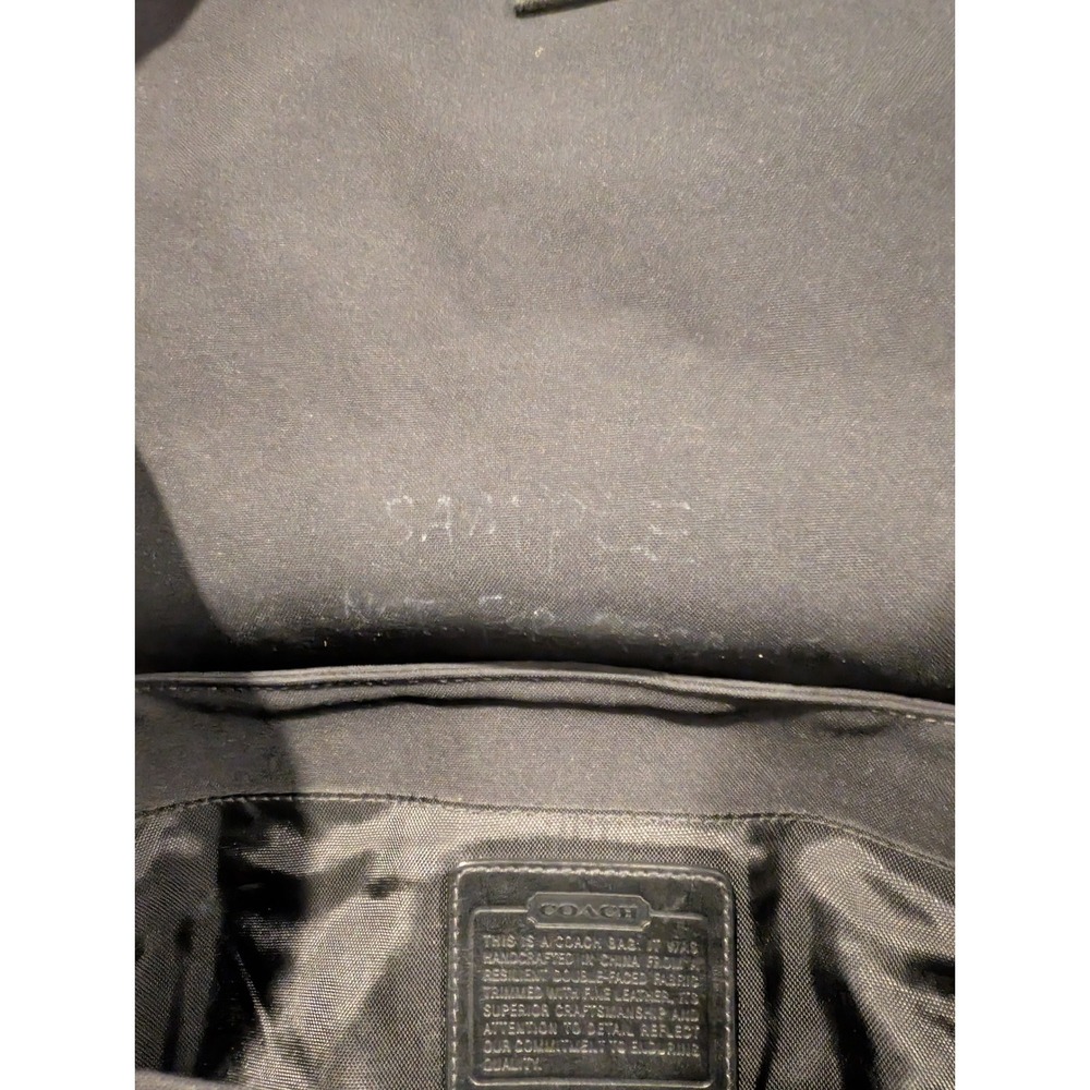 Vintage Coach Backpack Black Canvas Leather Trim Flap Large Utility Travel Bag - Picture 6 of 15